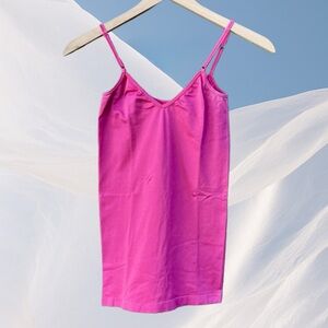 Charlotte Russe Hot Pink Poly Stretch Cami Form Fitting Adjustable Straps S/M